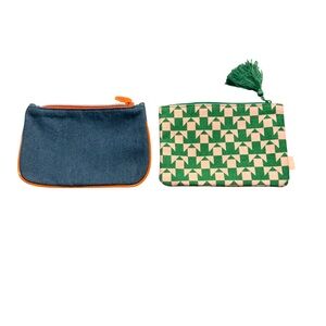 Ipsy Blue and Green Cosmetic Bag Set